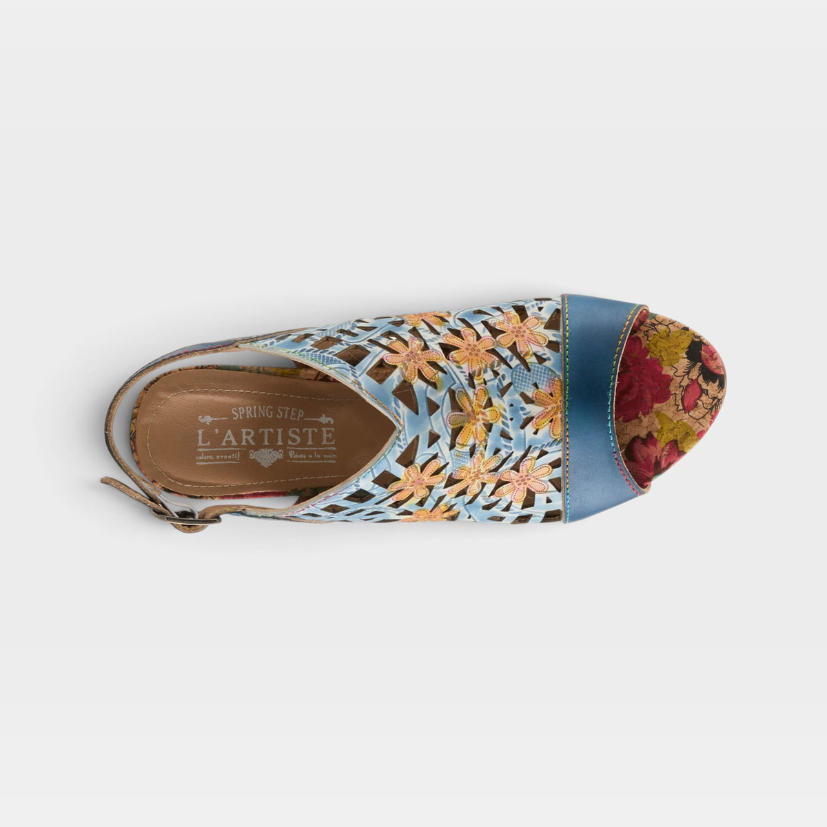 L'Artiste Eclipsing sandals in Blue Multi, top view