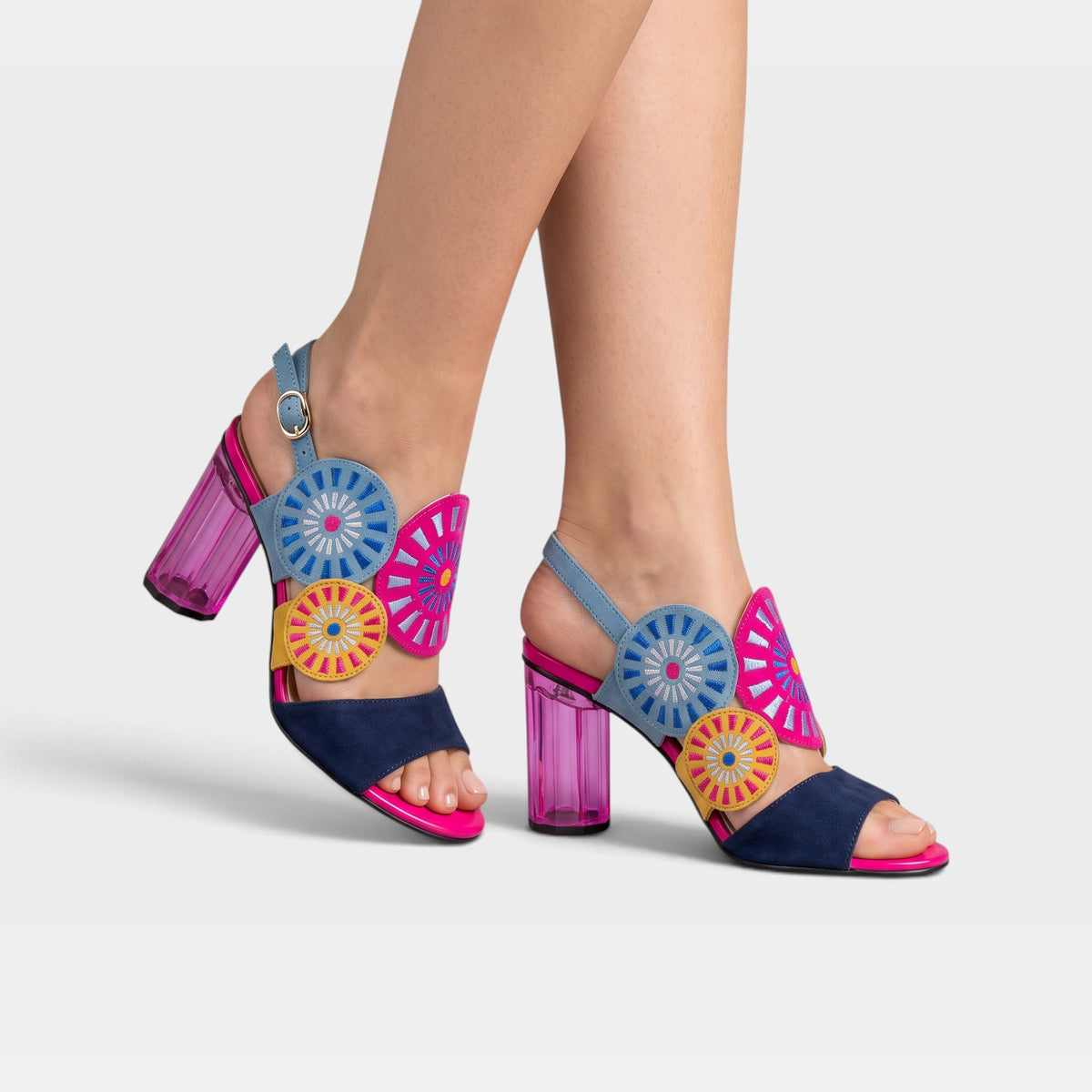 Azura Embroidery Navy Multi Sandal