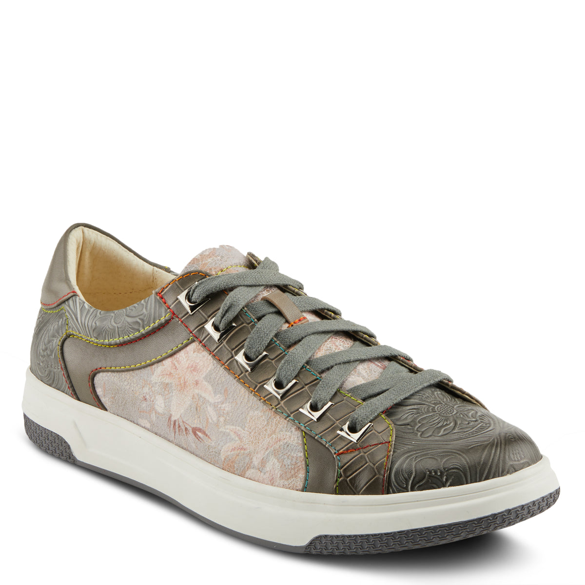 L'Artiste L'ARTISTE MEN FALCON SNEAKERS shoe in blue multi with handcrafted leather design