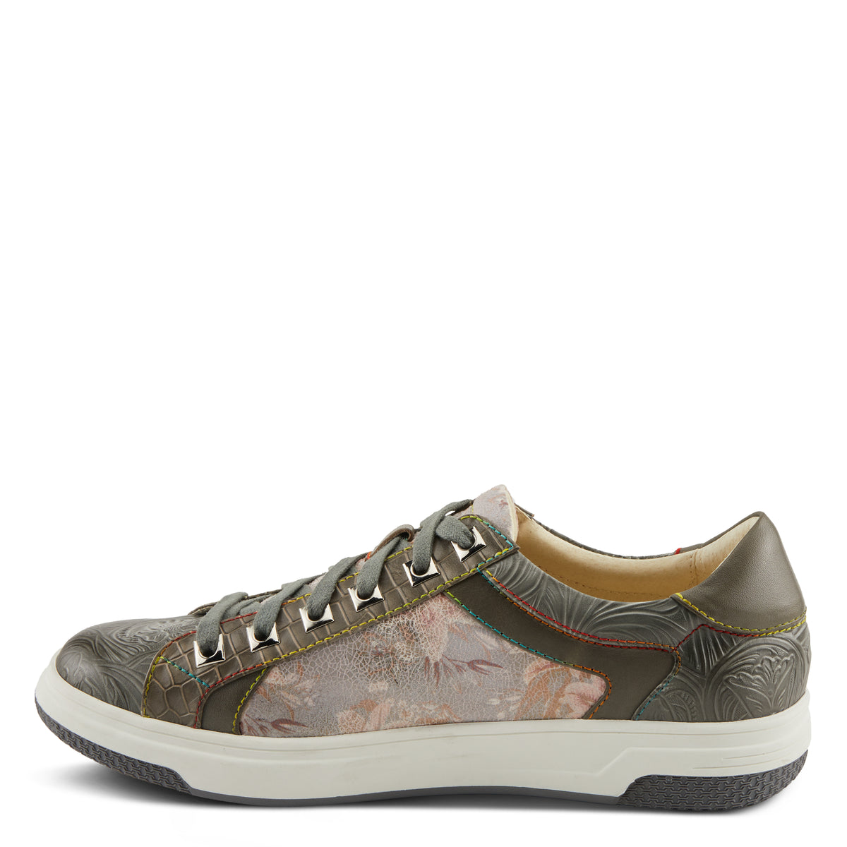 L'Artiste L'ARTISTE MEN FALCON SNEAKERS shoe in blue multi with handcrafted leather design