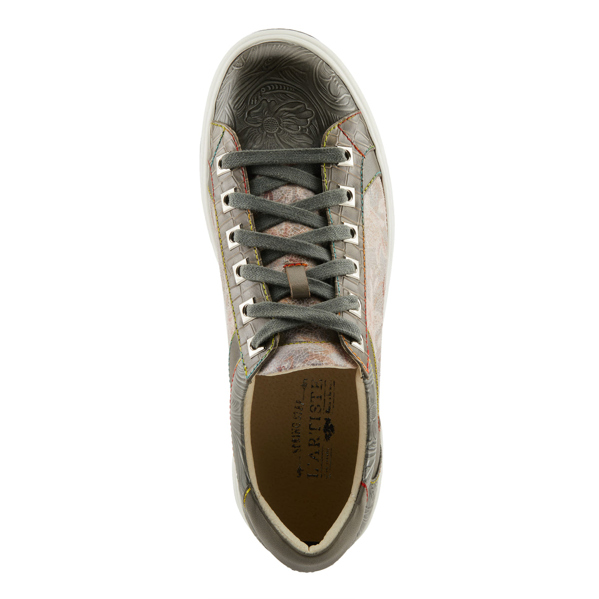 L'Artiste L'ARTISTE MEN FALCON SNEAKERS shoe in grey multi with handcrafted leather design