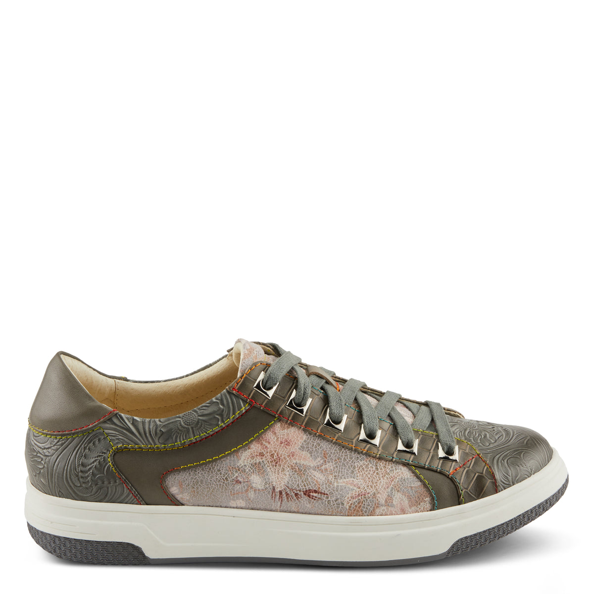 L'Artiste L'ARTISTE MEN FALCON SNEAKERS shoe in grey multi with handcrafted leather design