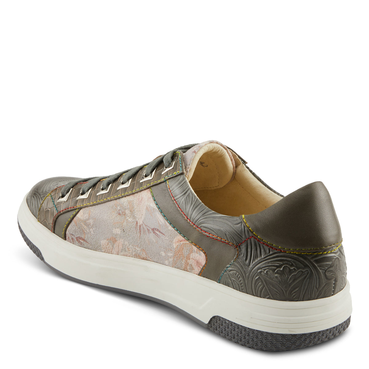 L'Artiste L'ARTISTE MEN FALCON SNEAKERS shoe in grey multi with handcrafted leather design