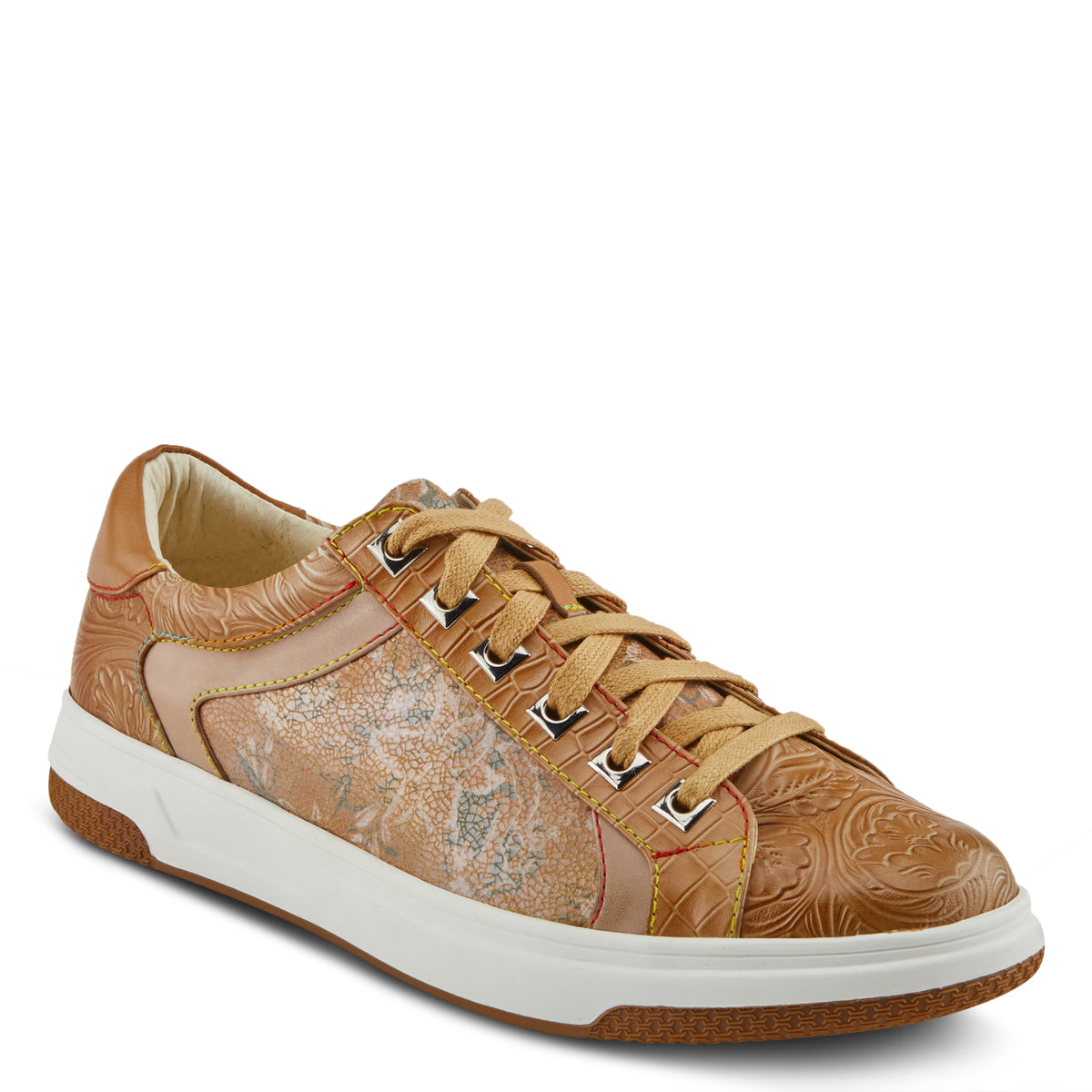 L'Artiste L'ARTISTE MEN FALCON SNEAKERS shoe in tan multi with handcrafted leather design