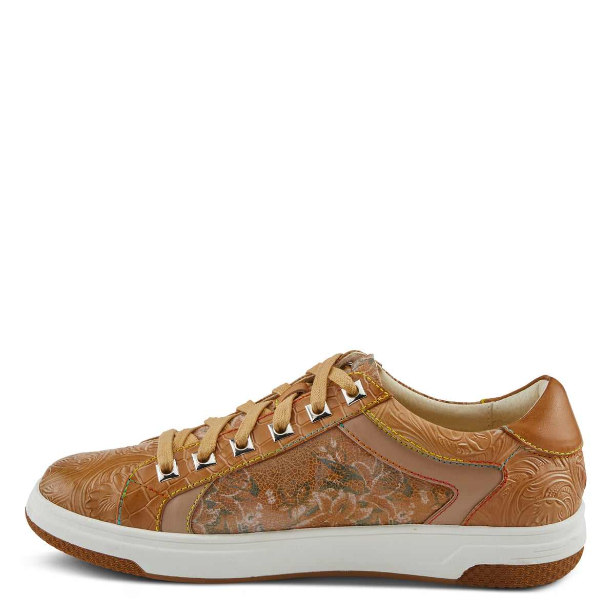 L'Artiste L'ARTISTE MEN FALCON SNEAKERS shoe in tan multi with handcrafted leather design