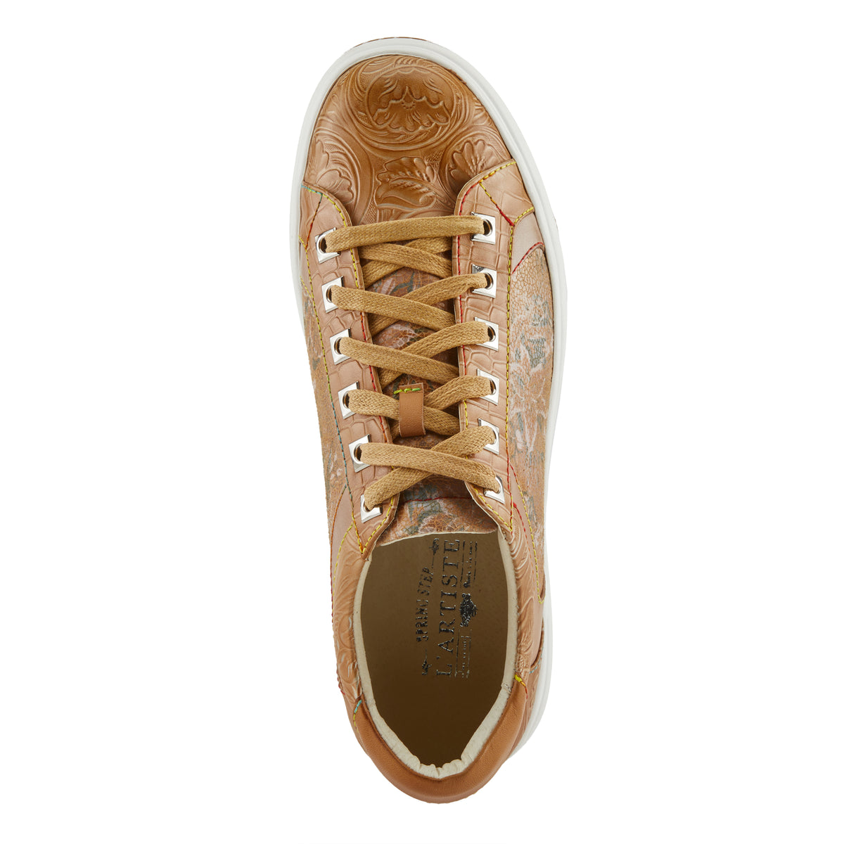 L'Artiste L'ARTISTE MEN FALCON SNEAKERS shoe in tan multi with handcrafted leather design