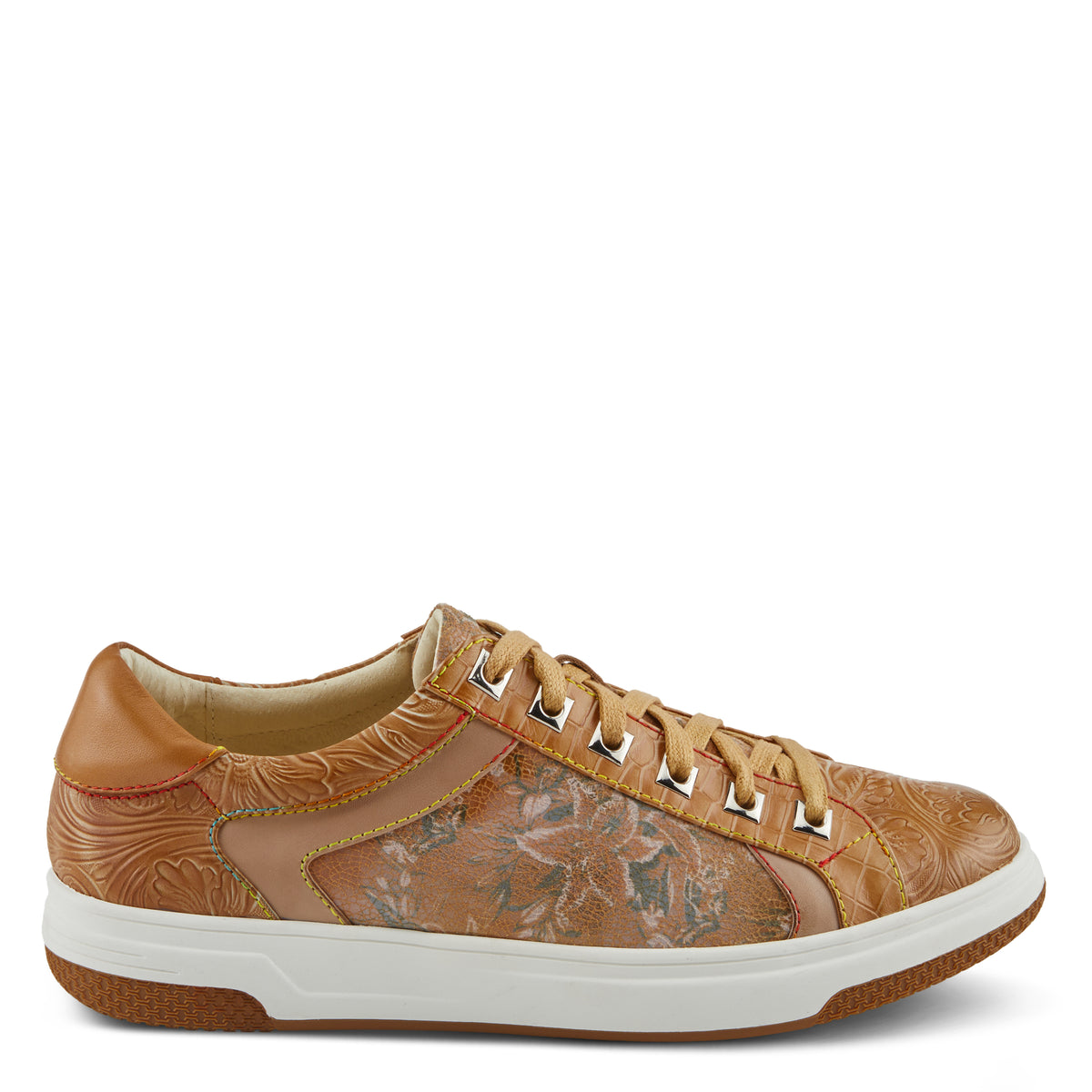 L'Artiste L'ARTISTE MEN FALCON SNEAKERS shoe in tan multi with handcrafted leather design