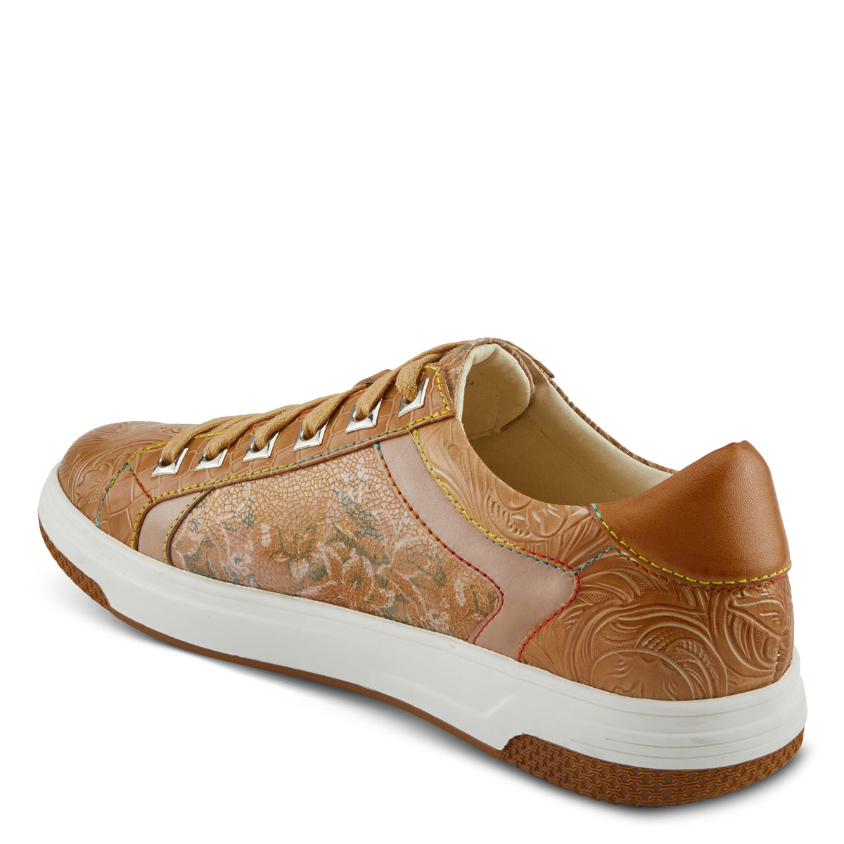L'Artiste L'ARTISTE MEN FALCON SNEAKERS shoe in tan multi with handcrafted leather design