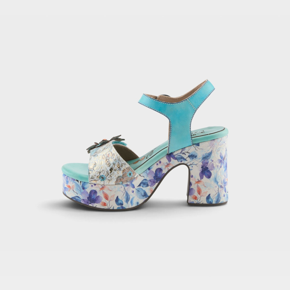 L'Artiste Felis sandals in Sky Blue Multi, side view