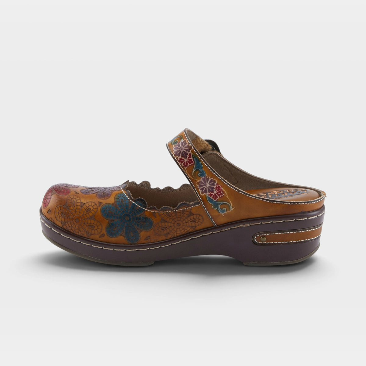 L'Artiste Flochino clogs in Tan Multi, side view