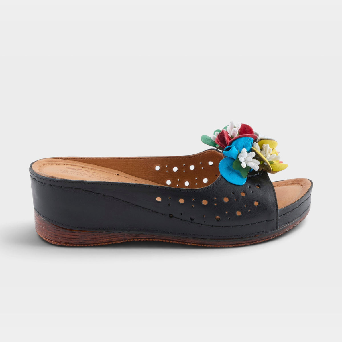 Spring Step Flowerchild Black Slide Sandal