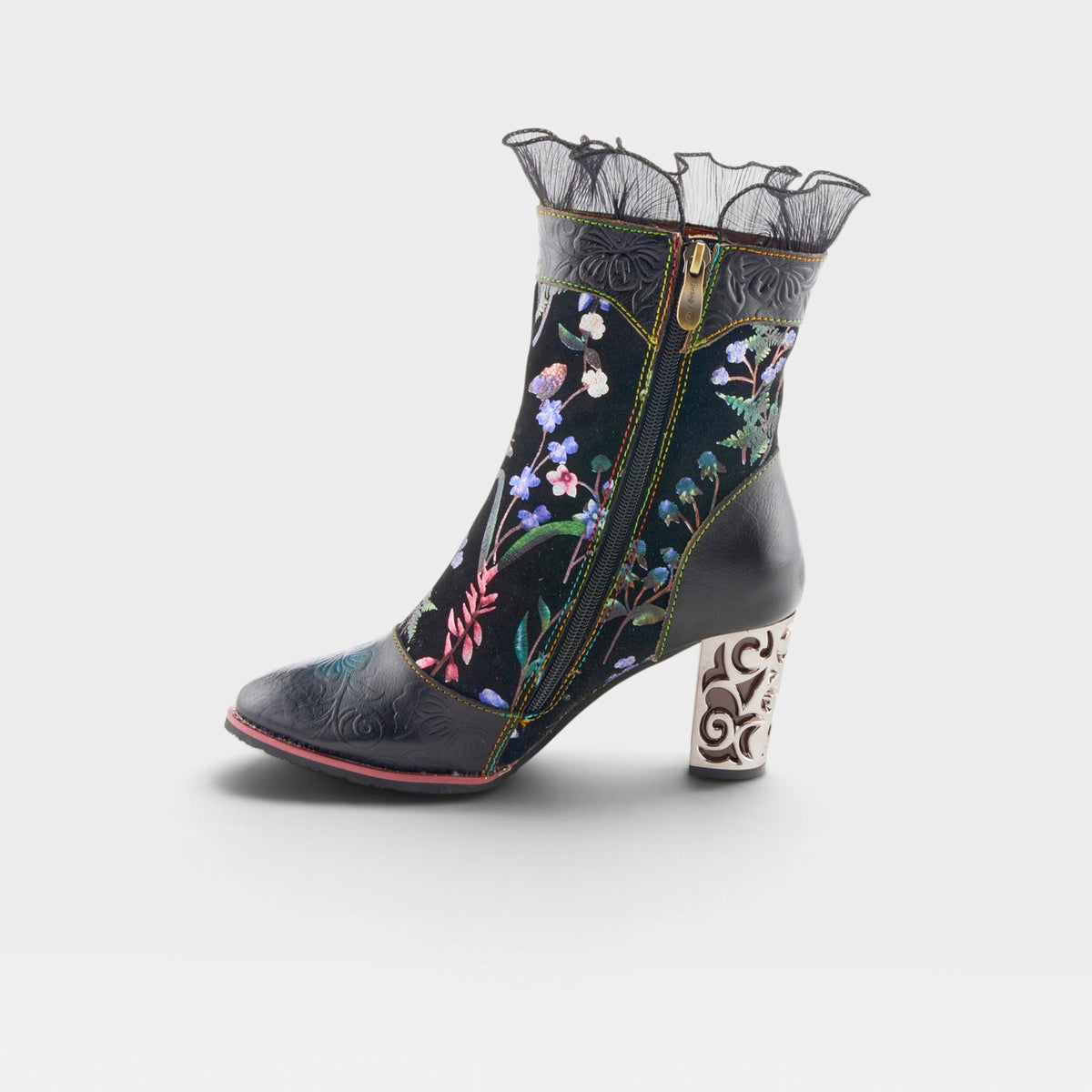 L'Artiste Gaga mid-calf boots in Black Multi, side view