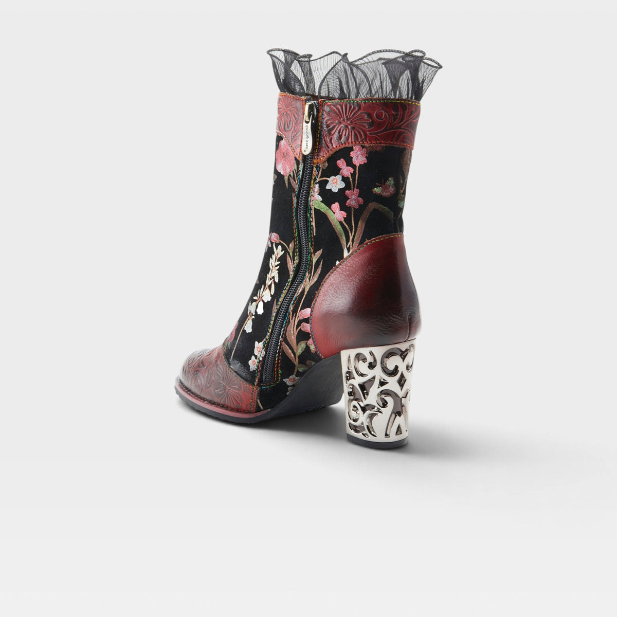 L'Artiste Gaga mid-calf boots in Red Multi, alternate angle view