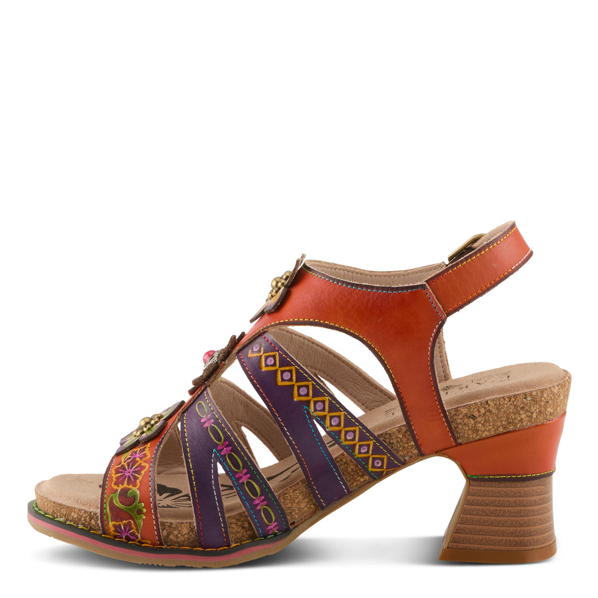 L'Artiste L'ARTISTE GALFRIDAY SANDALS sandal in camel multi with handcrafted leather design