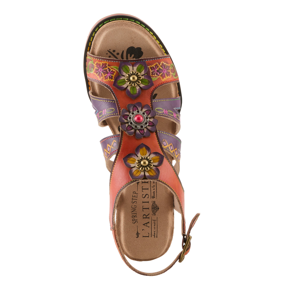 L'Artiste L'ARTISTE GALFRIDAY SANDALS sandal in camel multi with handcrafted leather design