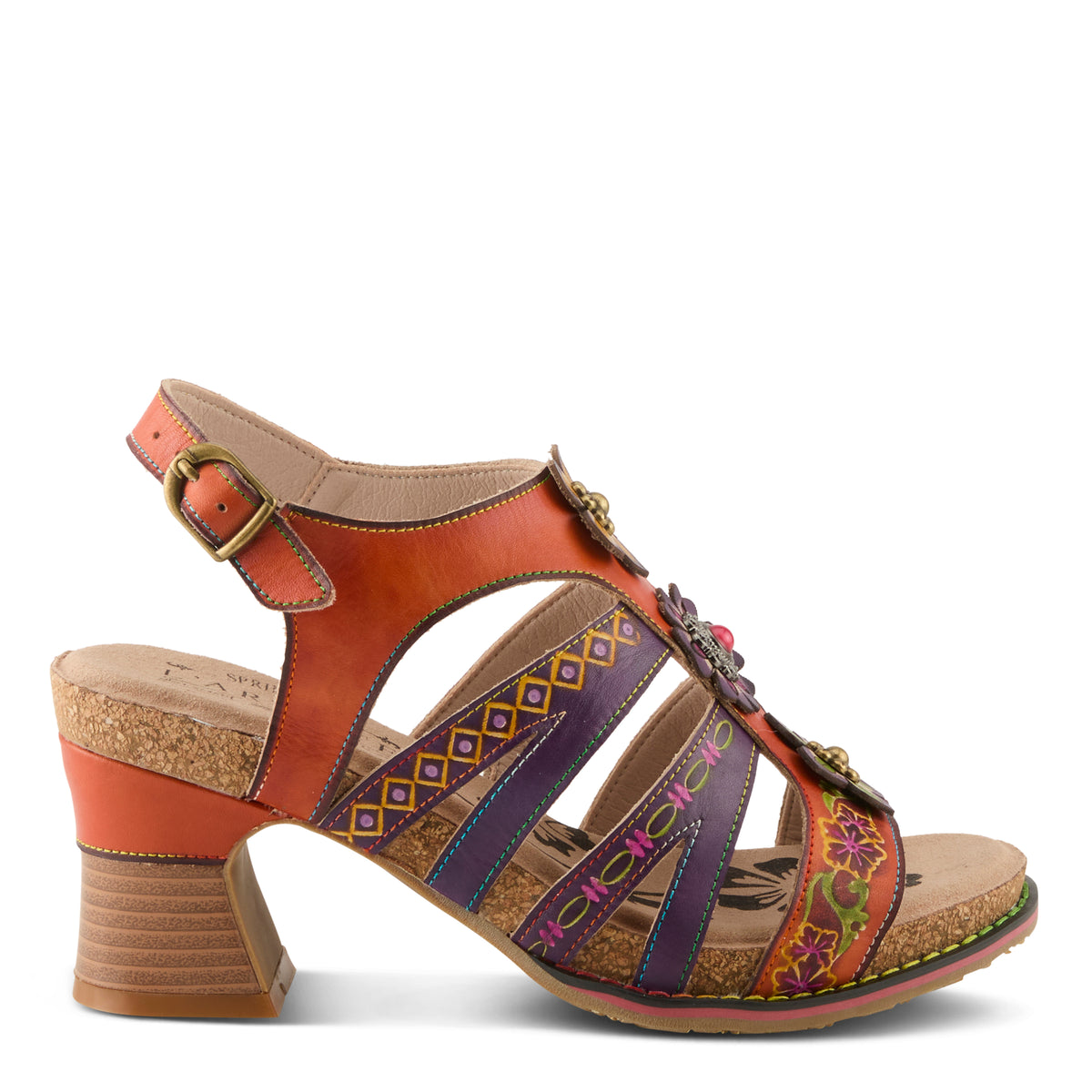 L'Artiste L'ARTISTE GALFRIDAY SANDALS sandal in camel multi with handcrafted leather design
