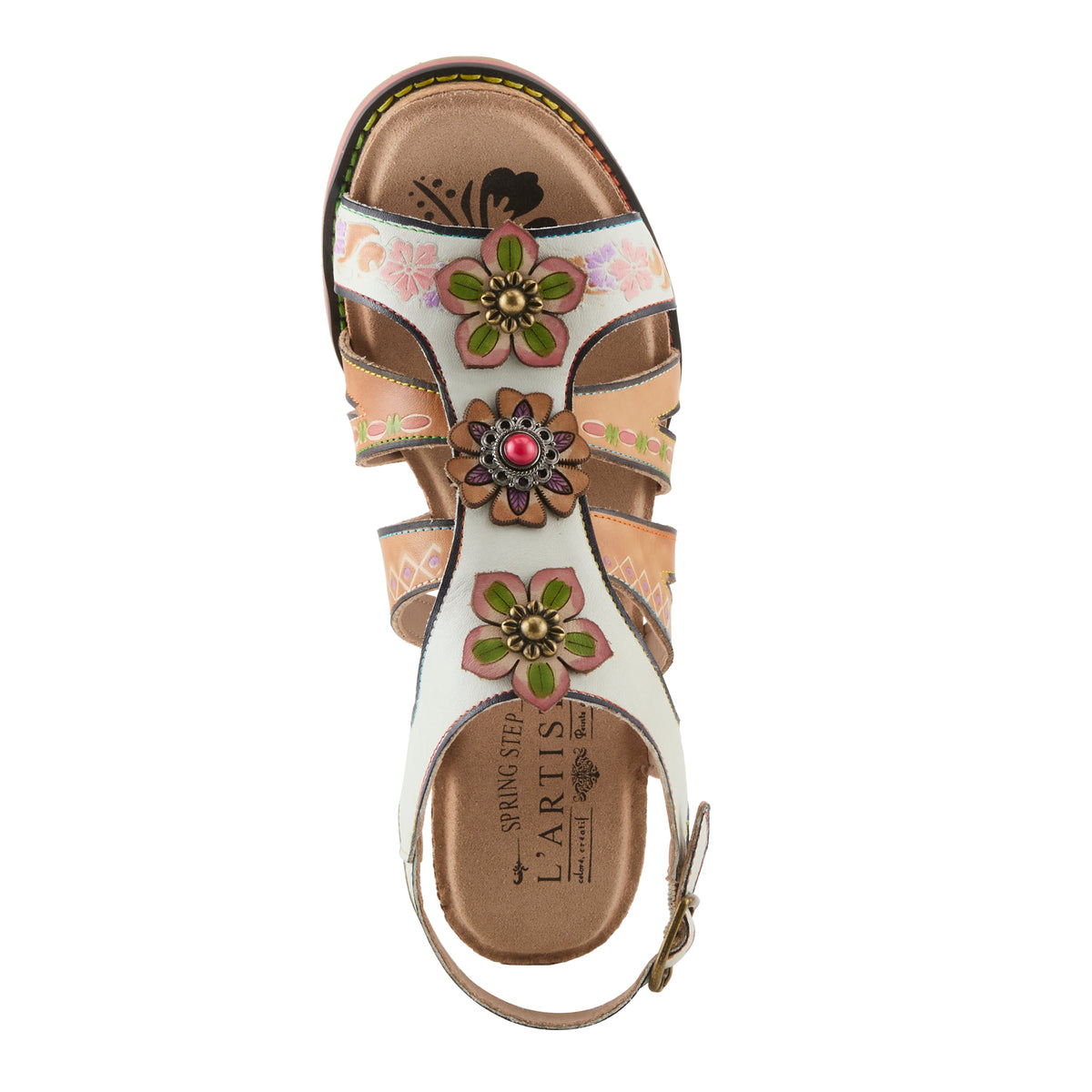 L'Artiste L'ARTISTE GALFRIDAY SANDALS sandal in white multi with handcrafted leather design