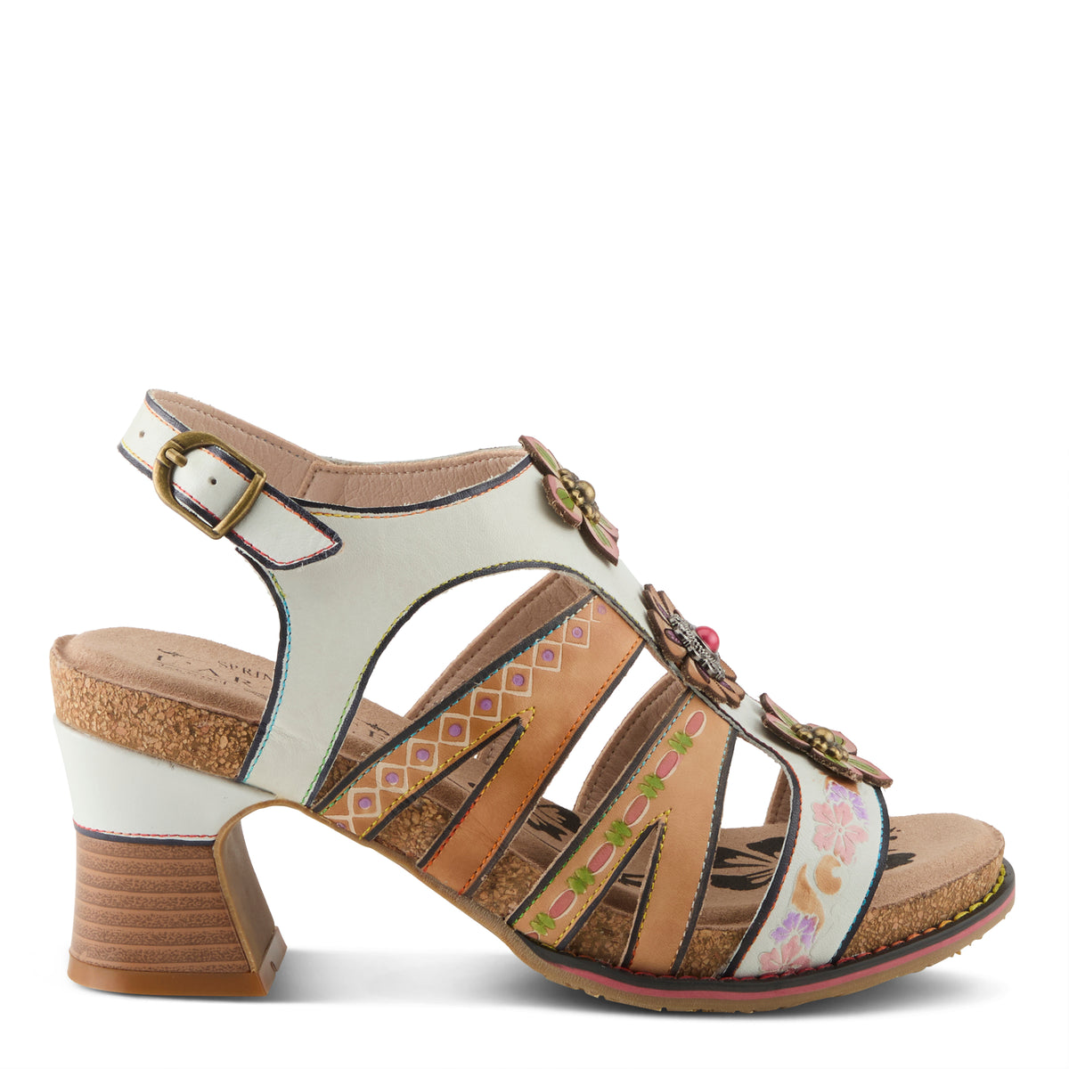 L'Artiste L'ARTISTE GALFRIDAY SANDALS sandal in white multi with handcrafted leather design
