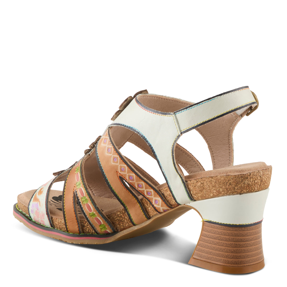 L'Artiste L'ARTISTE GALFRIDAY SANDALS sandal in white multi with handcrafted leather design