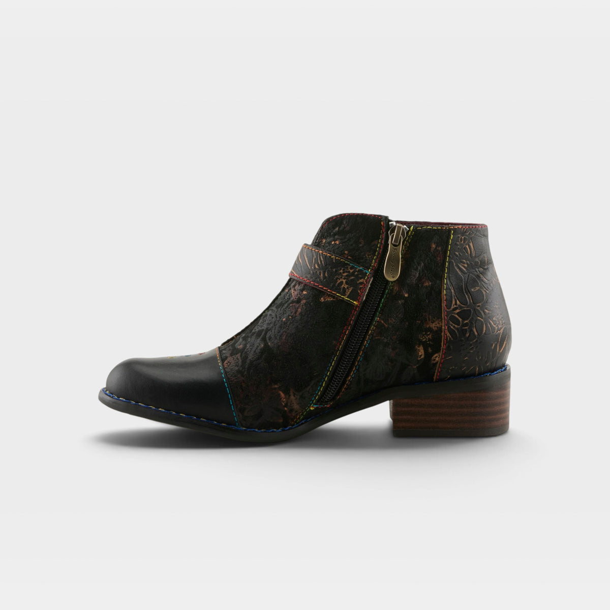 L'Artiste Georgiana boots in Black Multi, side view