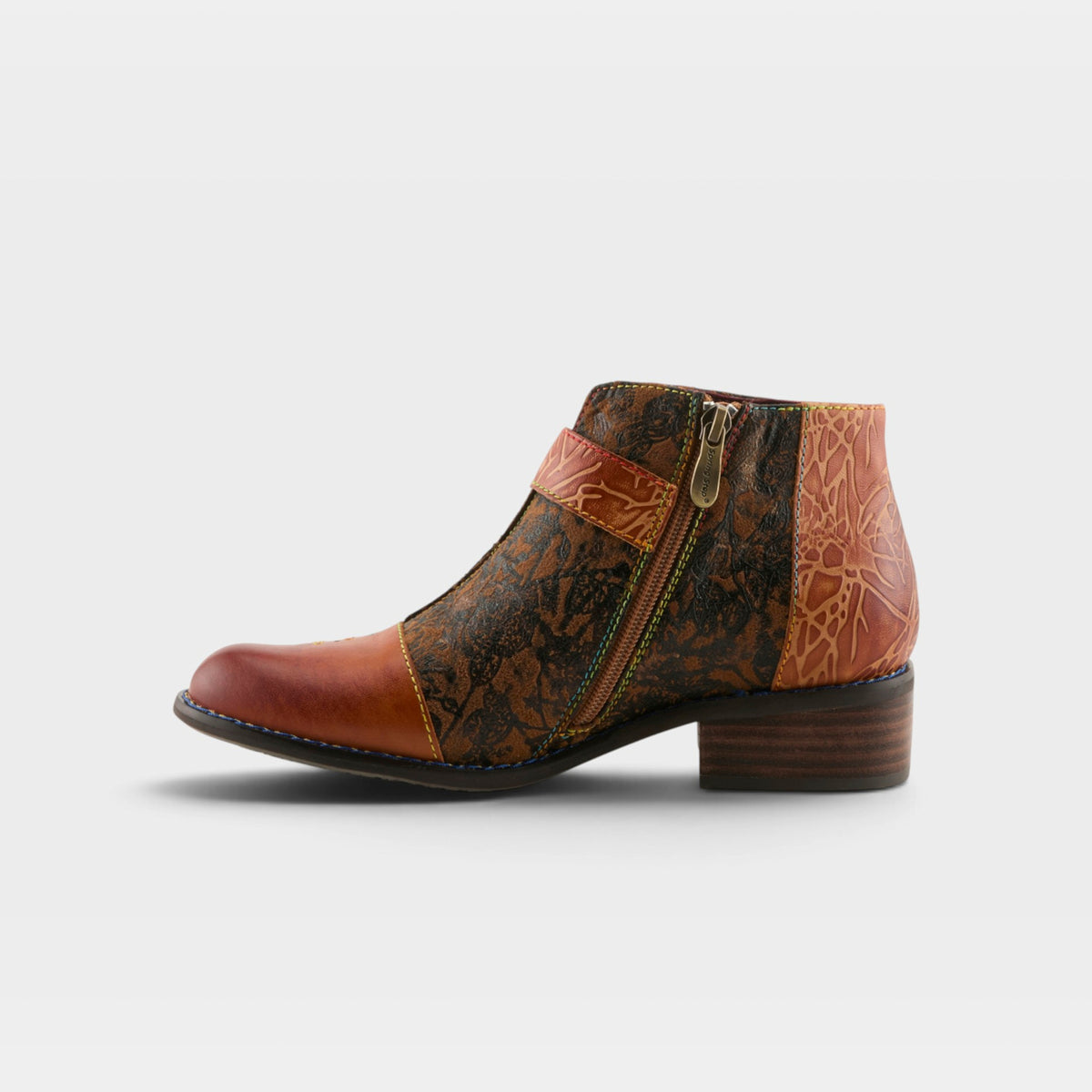 L'Artiste Georgiana boots in Camel Multi, side view