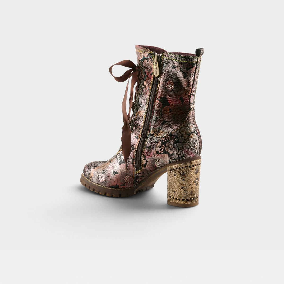 L'Artiste Girlygo booties in Brown Multi, alternate angle view