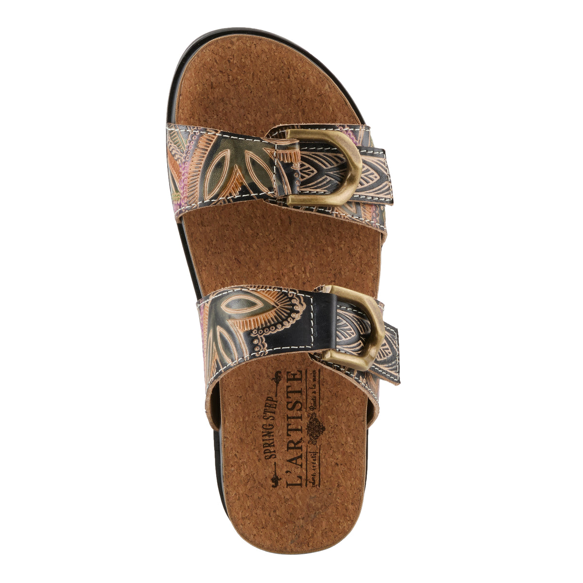 L'Artiste L'ARTISTE GLAZE SANDALS sandal in blue multi with handcrafted leather design