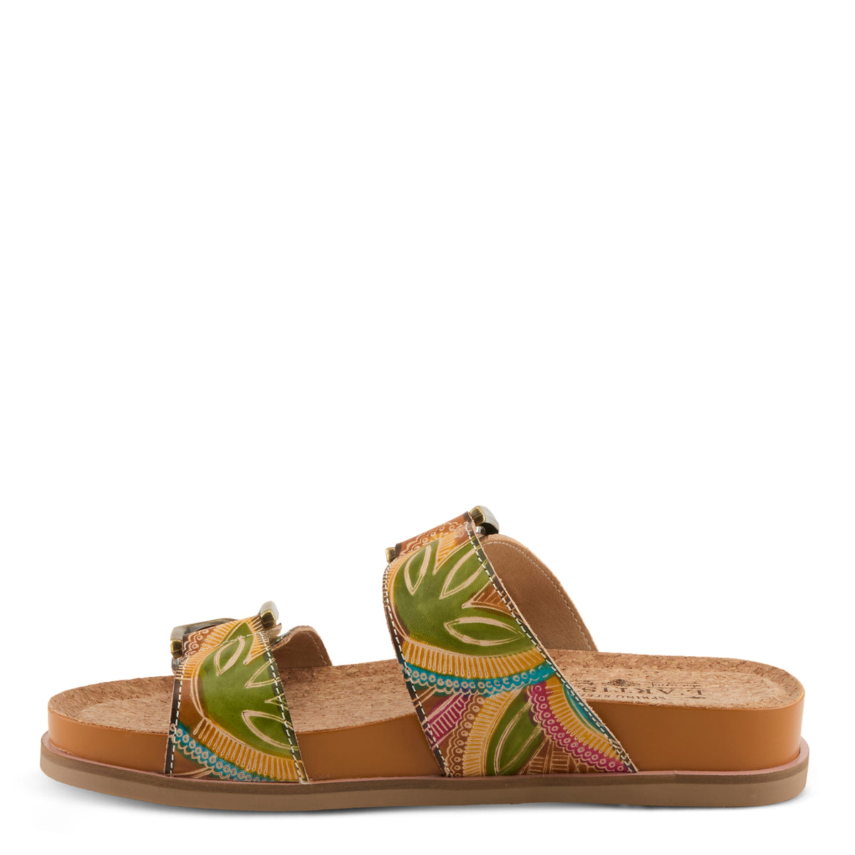 L'Artiste L'ARTISTE GLAZE SANDALS sandal in black multi with handcrafted leather design