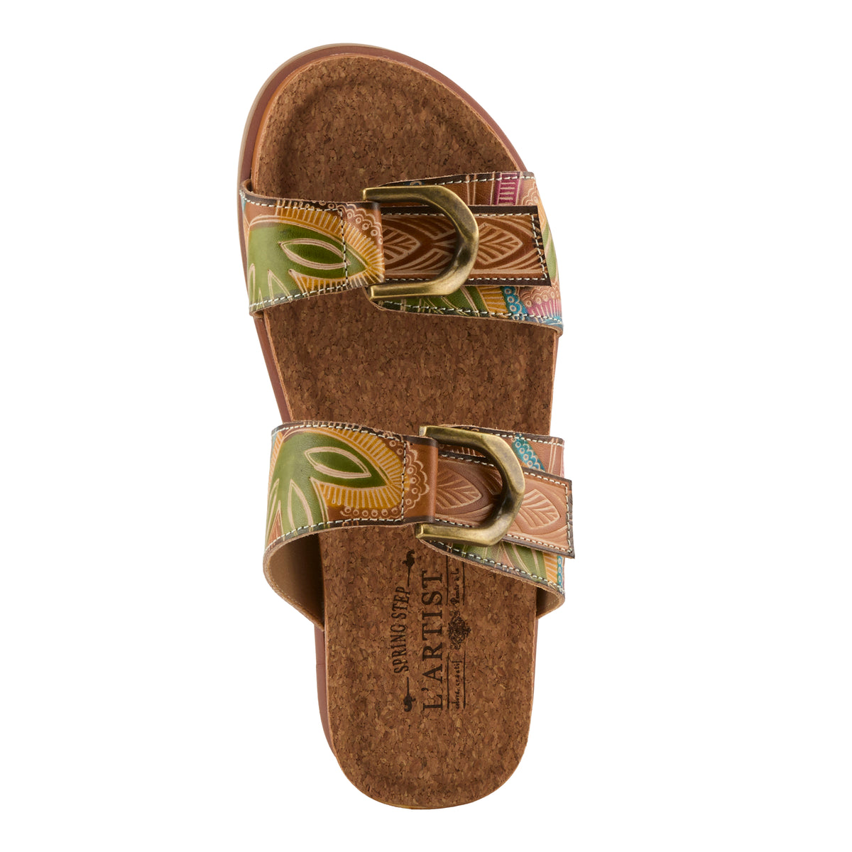 L'Artiste L'ARTISTE GLAZE SANDALS sandal in tan multi with handcrafted leather design