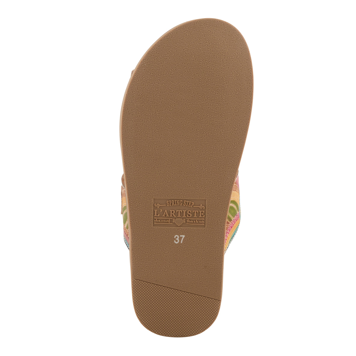 L'Artiste L'ARTISTE GLAZE SANDALS sandal in tan multi with handcrafted leather design
