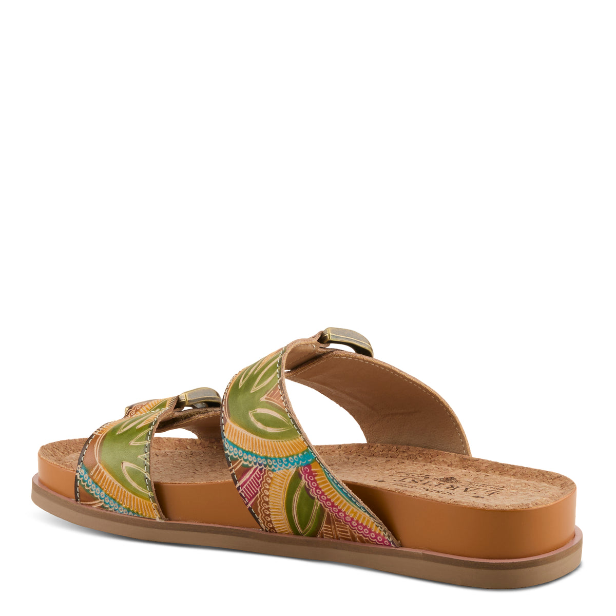 L'Artiste L'ARTISTE GLAZE SANDALS sandal in tan multi with handcrafted leather design