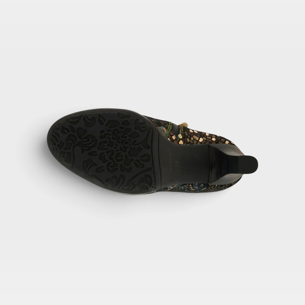 L'Artiste Glitterail boots in Gold Multi, outsole view