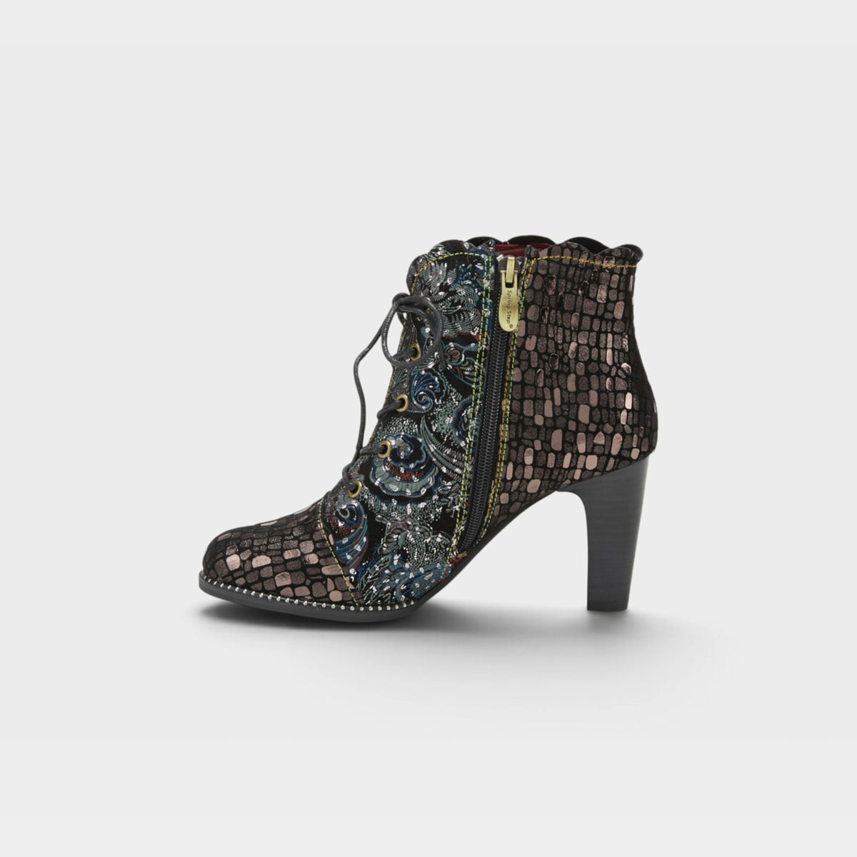 L'Artiste Glitterail boots in Pewter Multi, side view