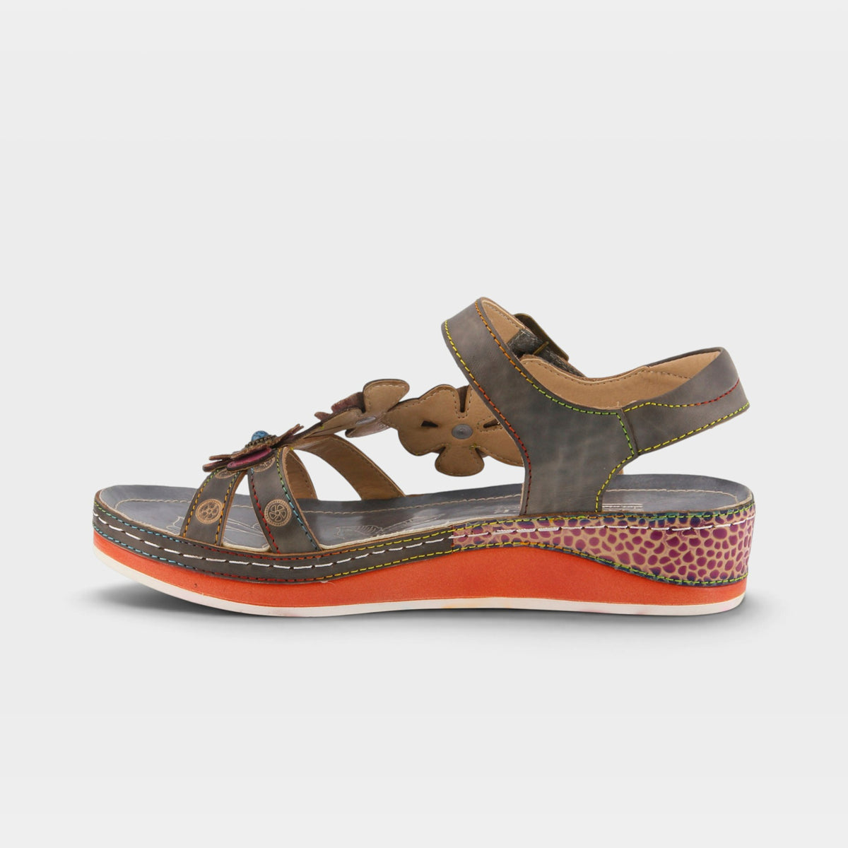 L'Artiste Goodie ankle strap sandal in Grey, side view