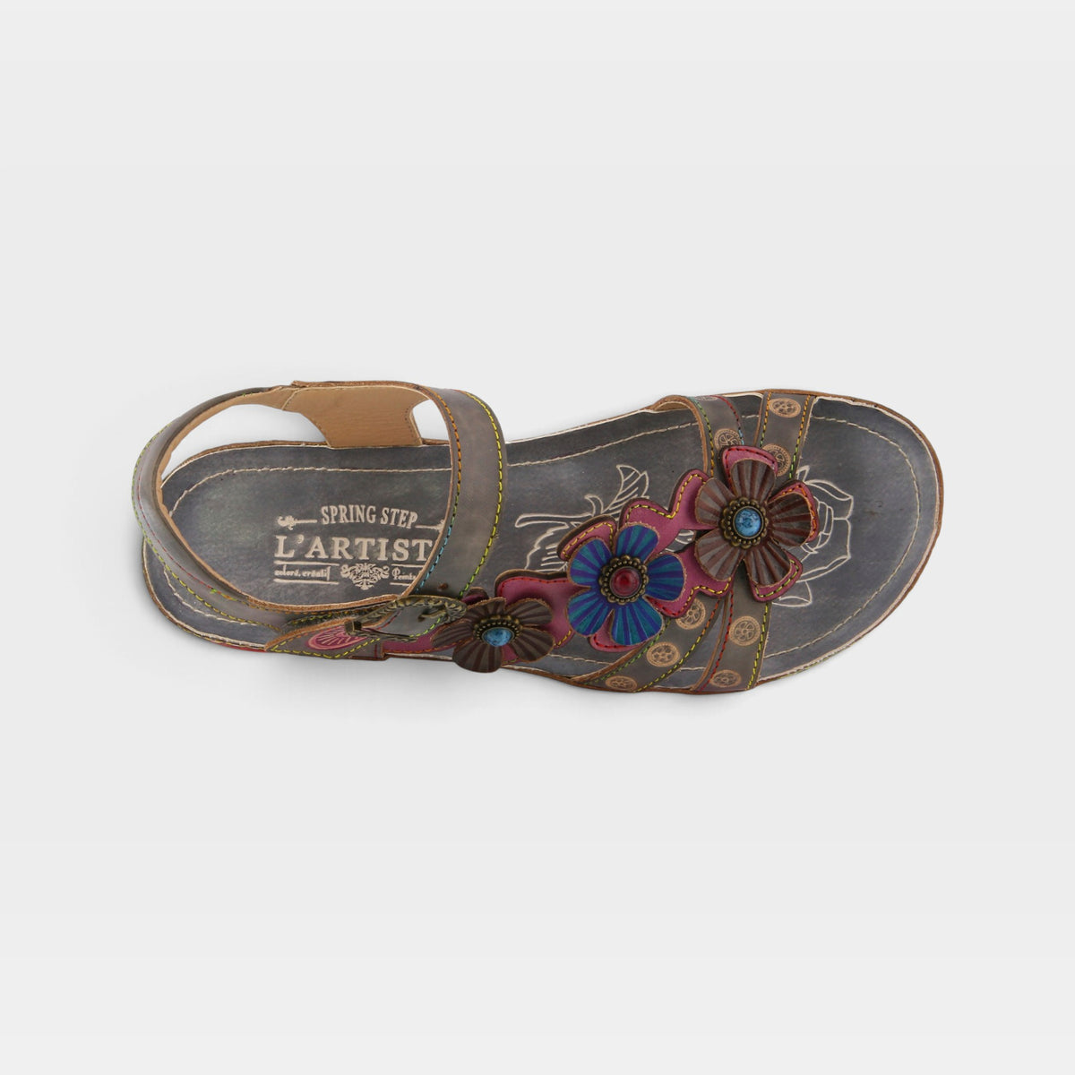 L'Artiste Goodie ankle strap sandal in Grey, top view