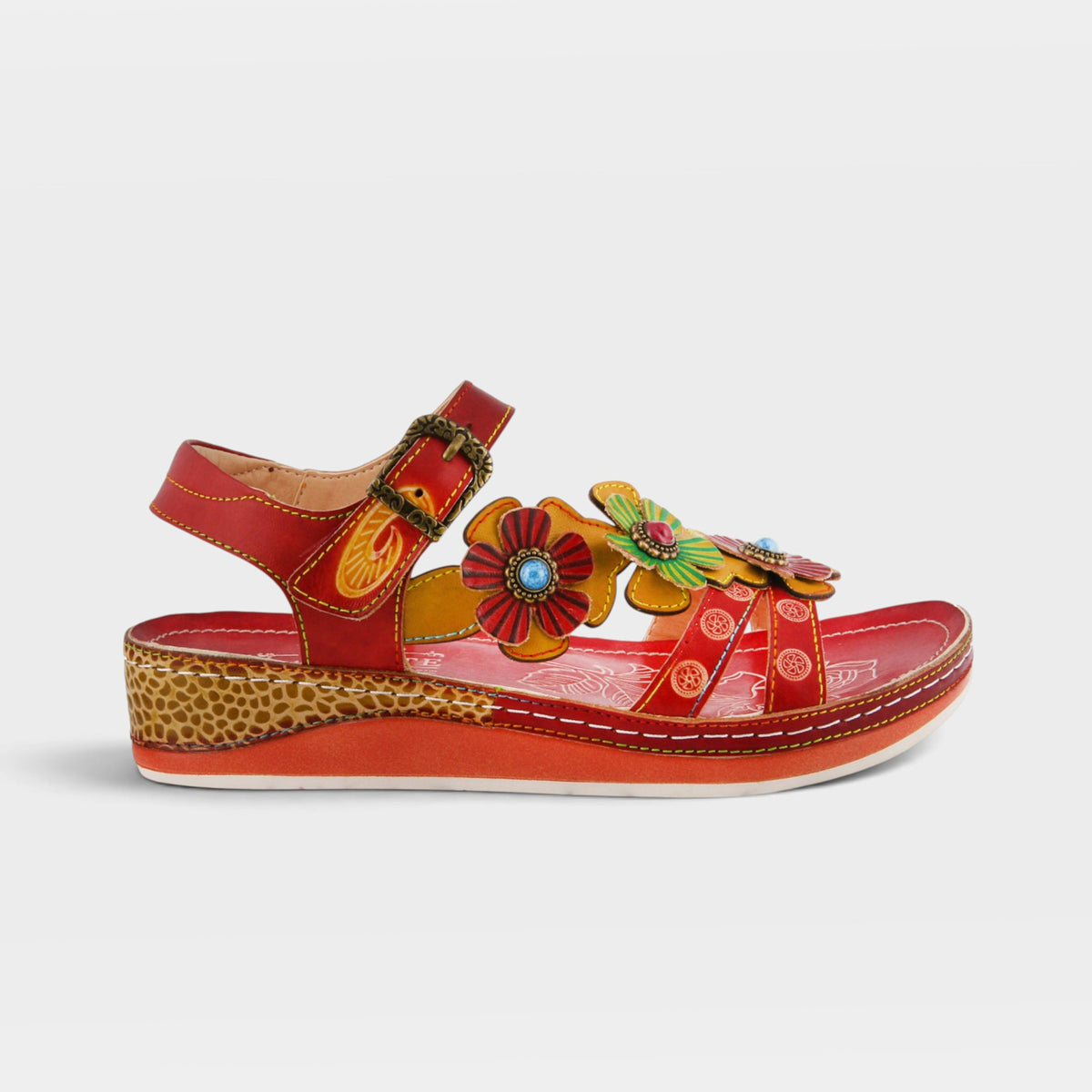 L'Artiste Goodie ankle strap sandal in Red, hero view