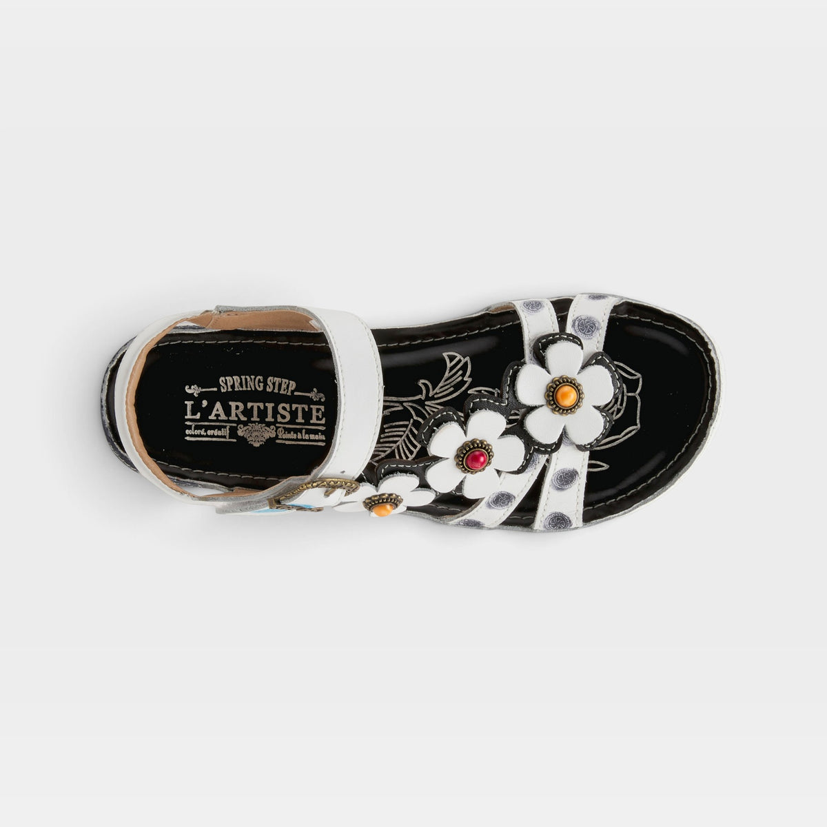L'Artiste Goodie ankle strap sandal in White, top view