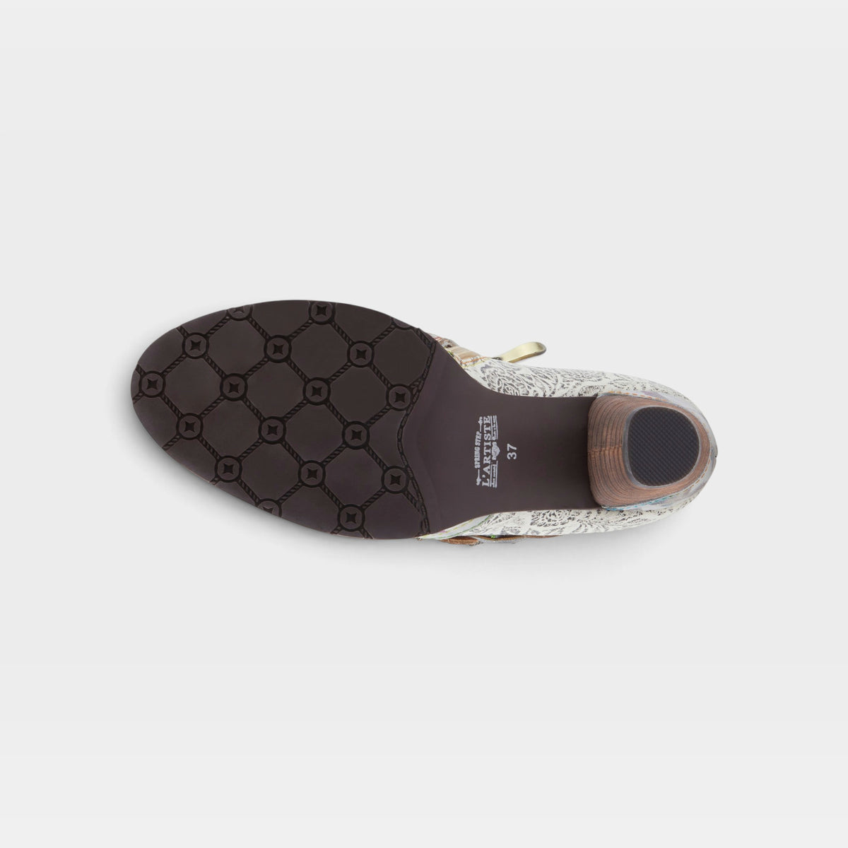 L'Artiste Graphic shoes in Grey Metallic, outsole view