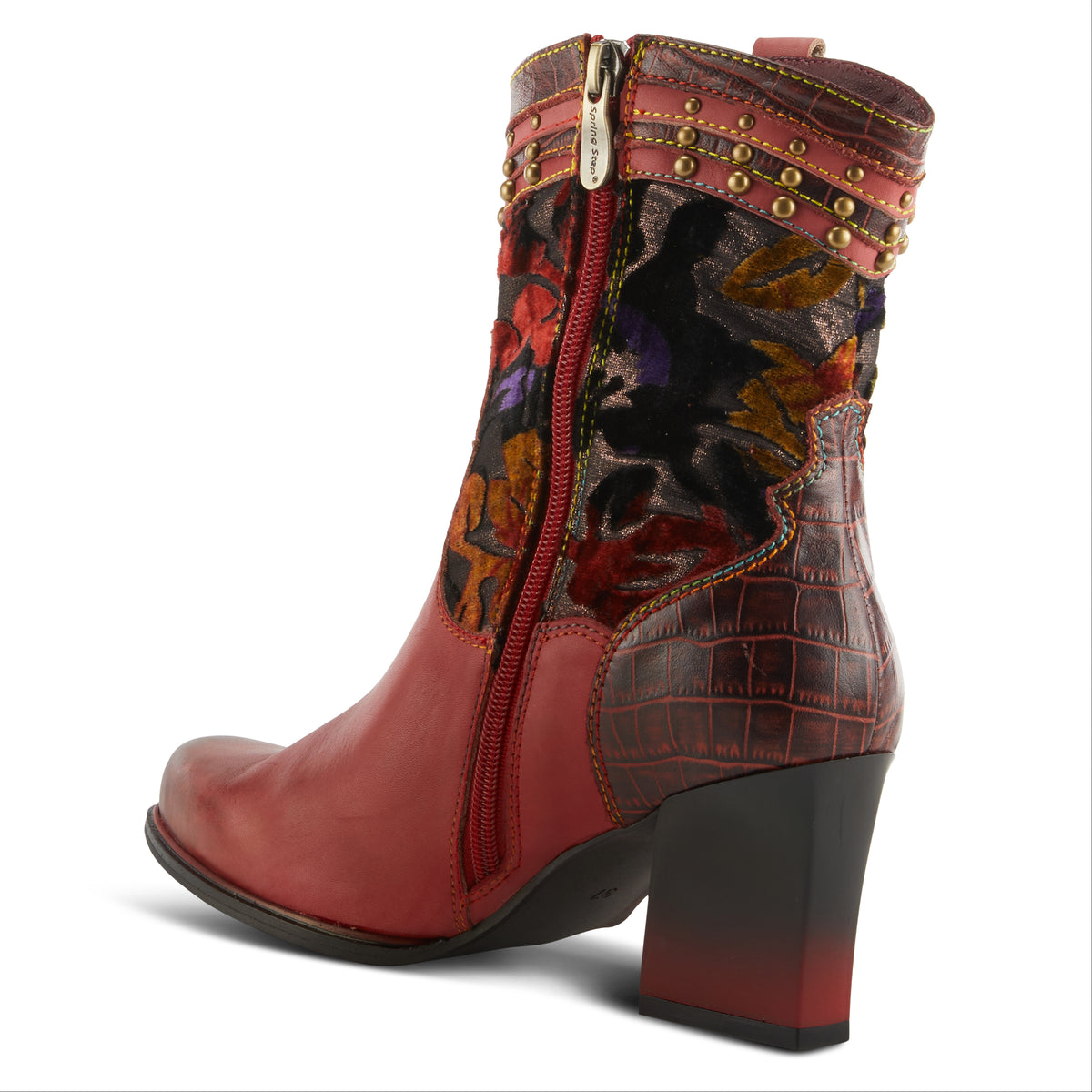 L'Artiste L'ARTISTE HAPPYTIME WESTERN BOOTIE boot in red multi with handcrafted leather design