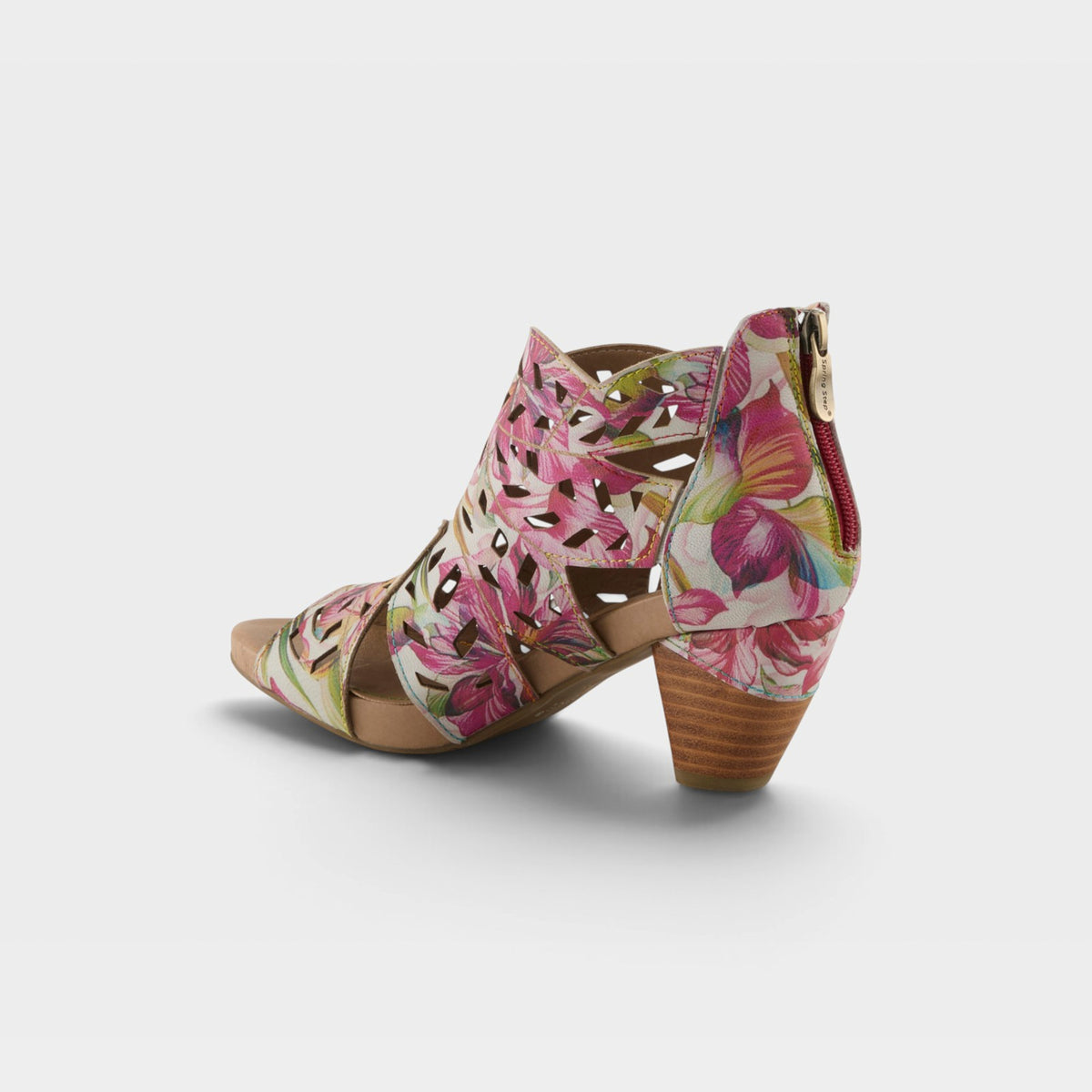 L'Artiste Icon-Fleur sandals in Red Multi, alternate angle view