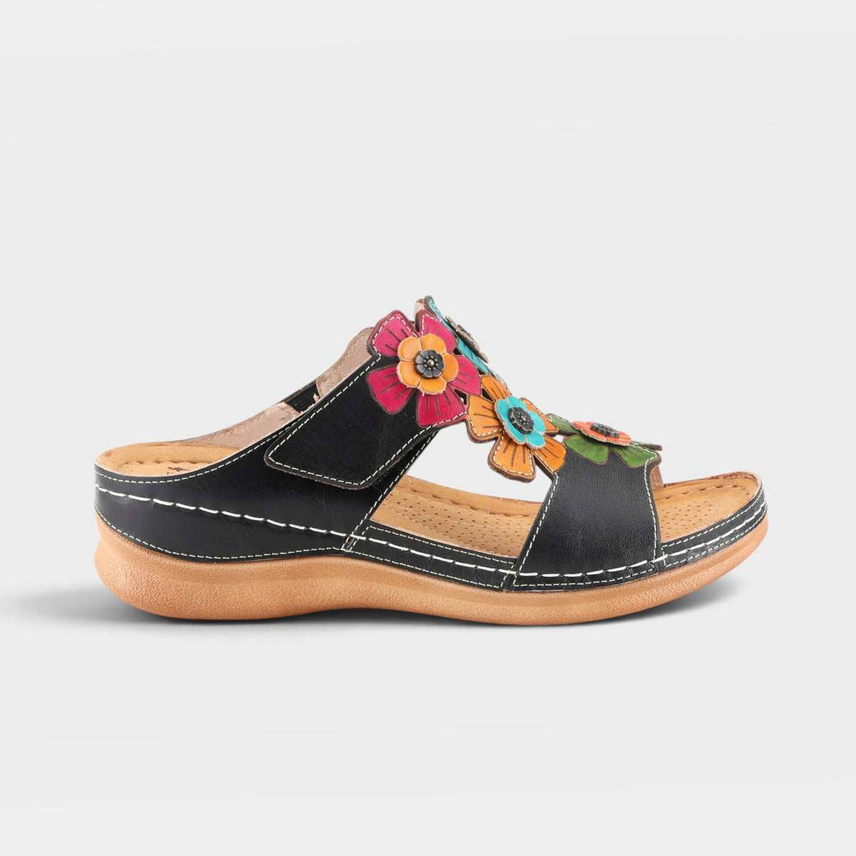 L'Artiste Izna slide sandals in Black Multi, hero view