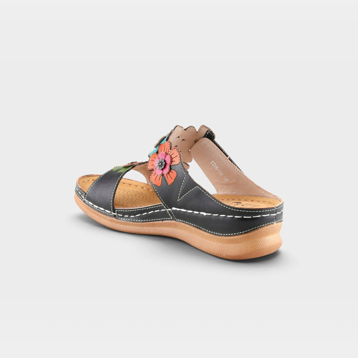 L'Artiste Izna slide sandals in Black Multi, alternate angle view