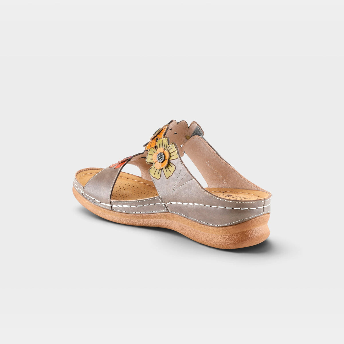 L'Artiste Izna slide sandals in Grey Multi, alternate angle view