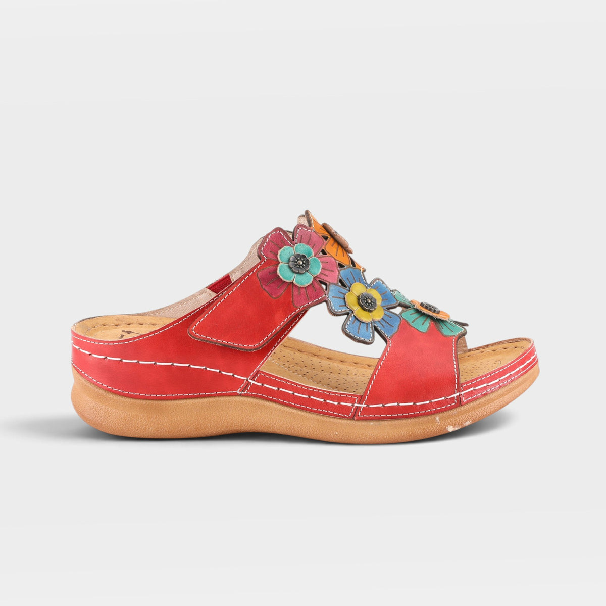 L'Artiste Izna slide sandals in Red Multi, hero view