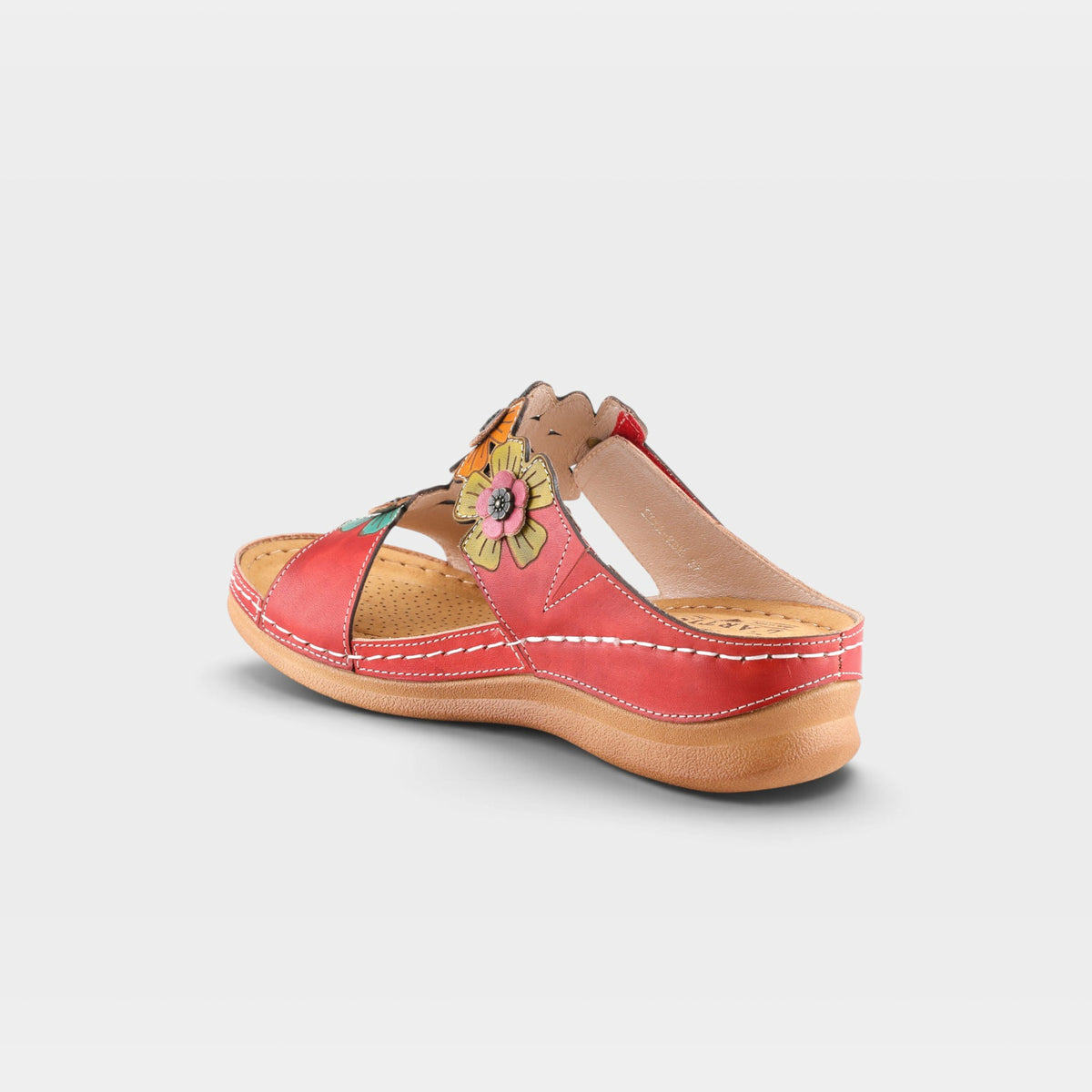 L'Artiste Izna slide sandals in Red Multi, alternate angle view