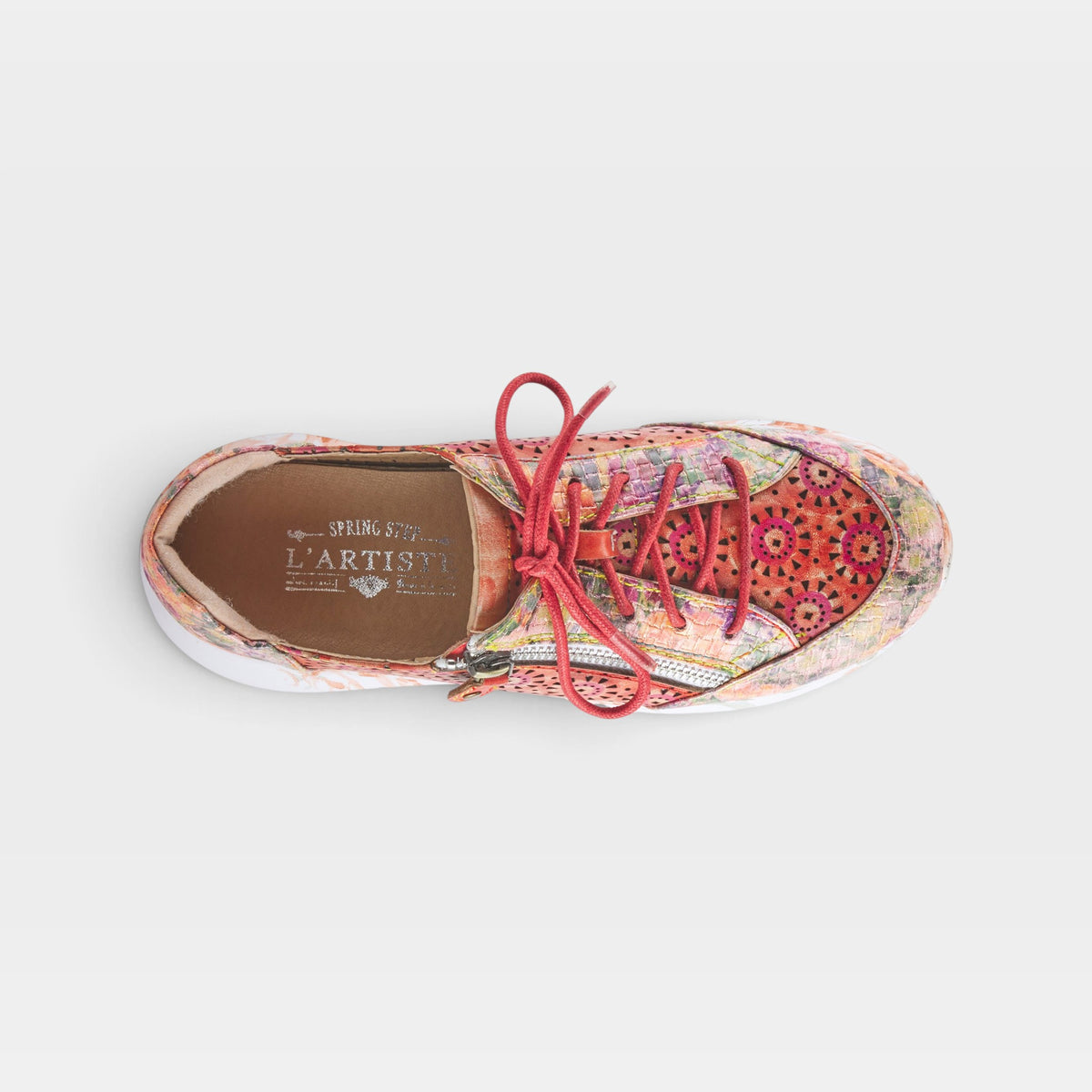 L'Artiste Jazzie sneaker in Red Multi, top view