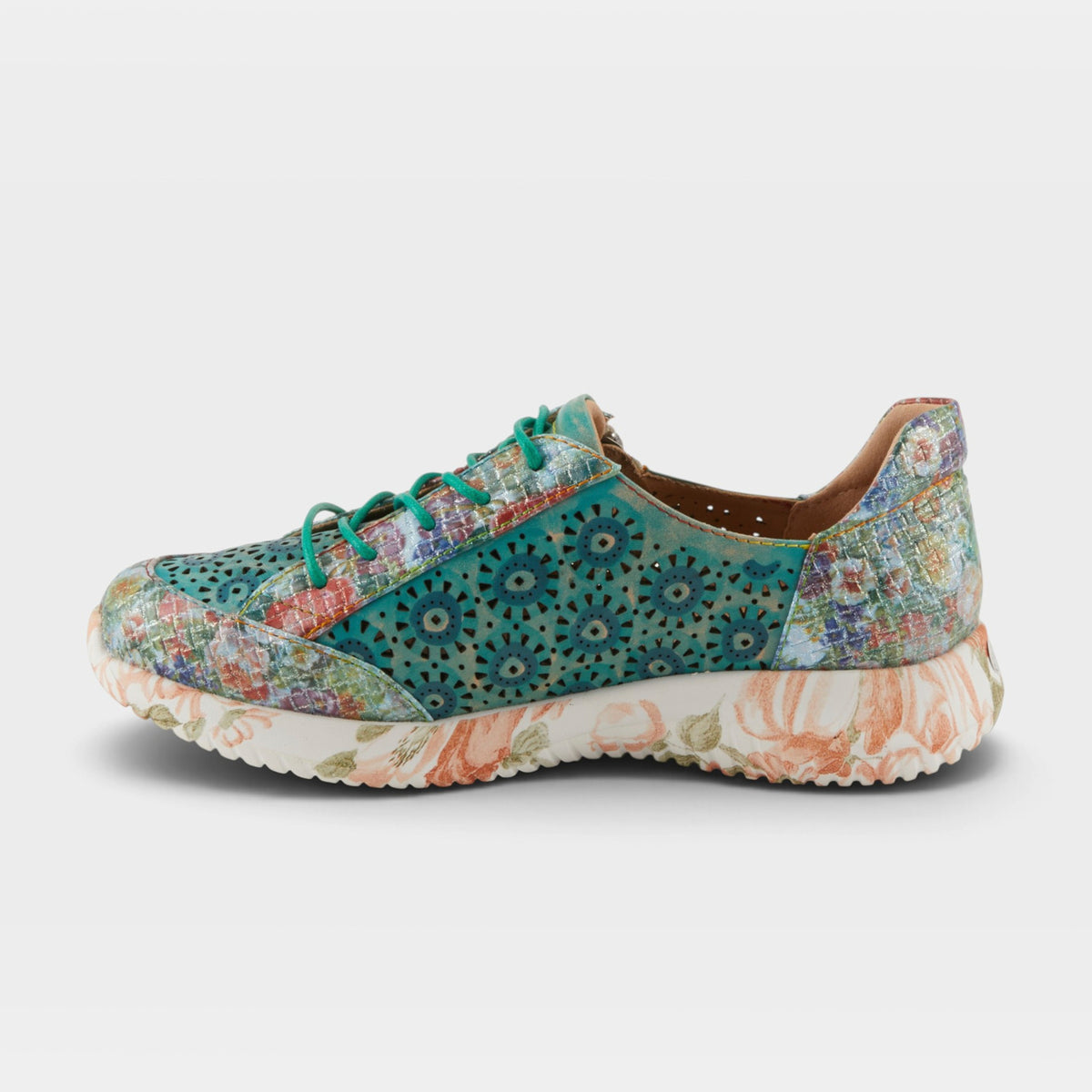L'Artiste Jazzie sneaker in Turquoise Multi, side view