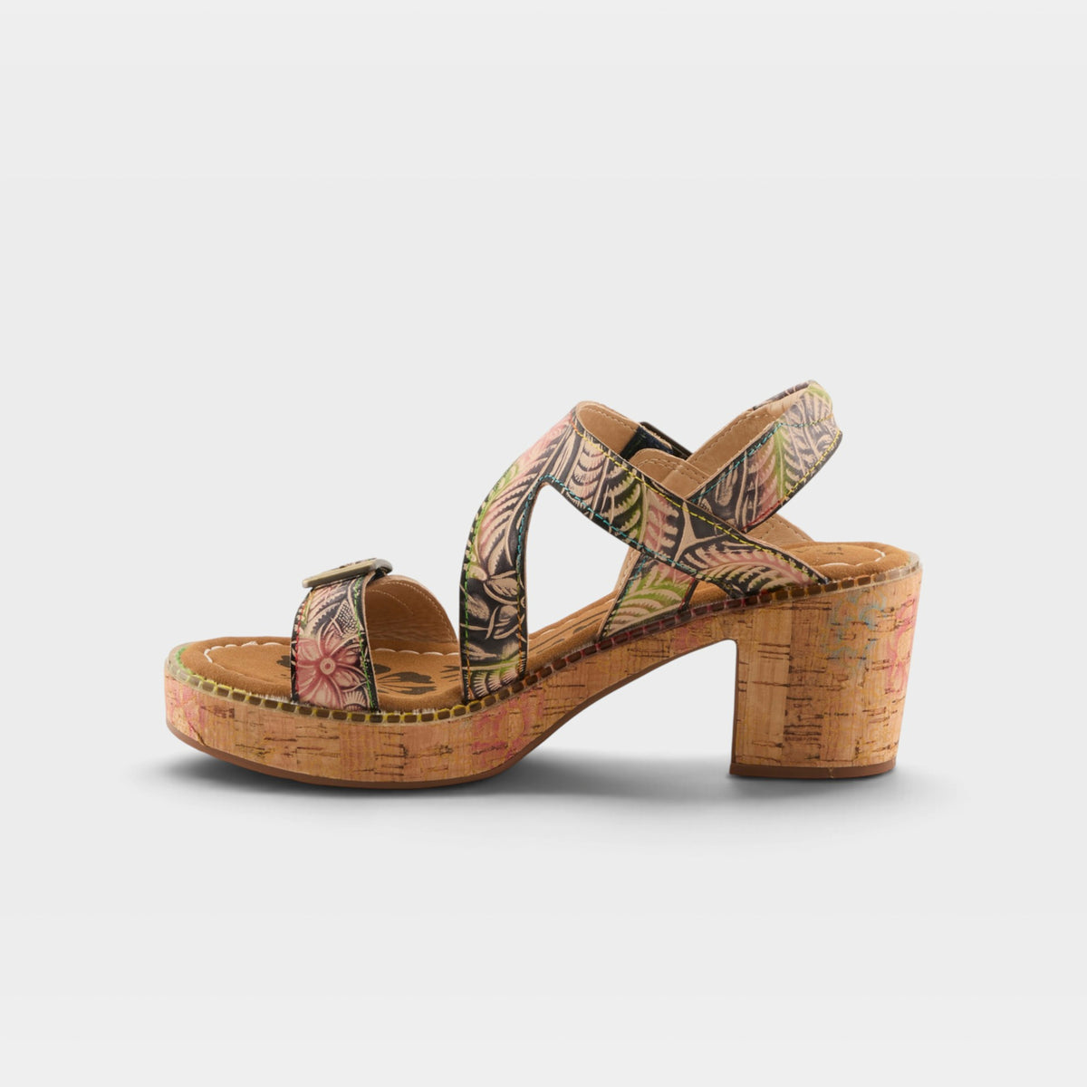 L'Artiste Jess sandals in Navy Multi, side view