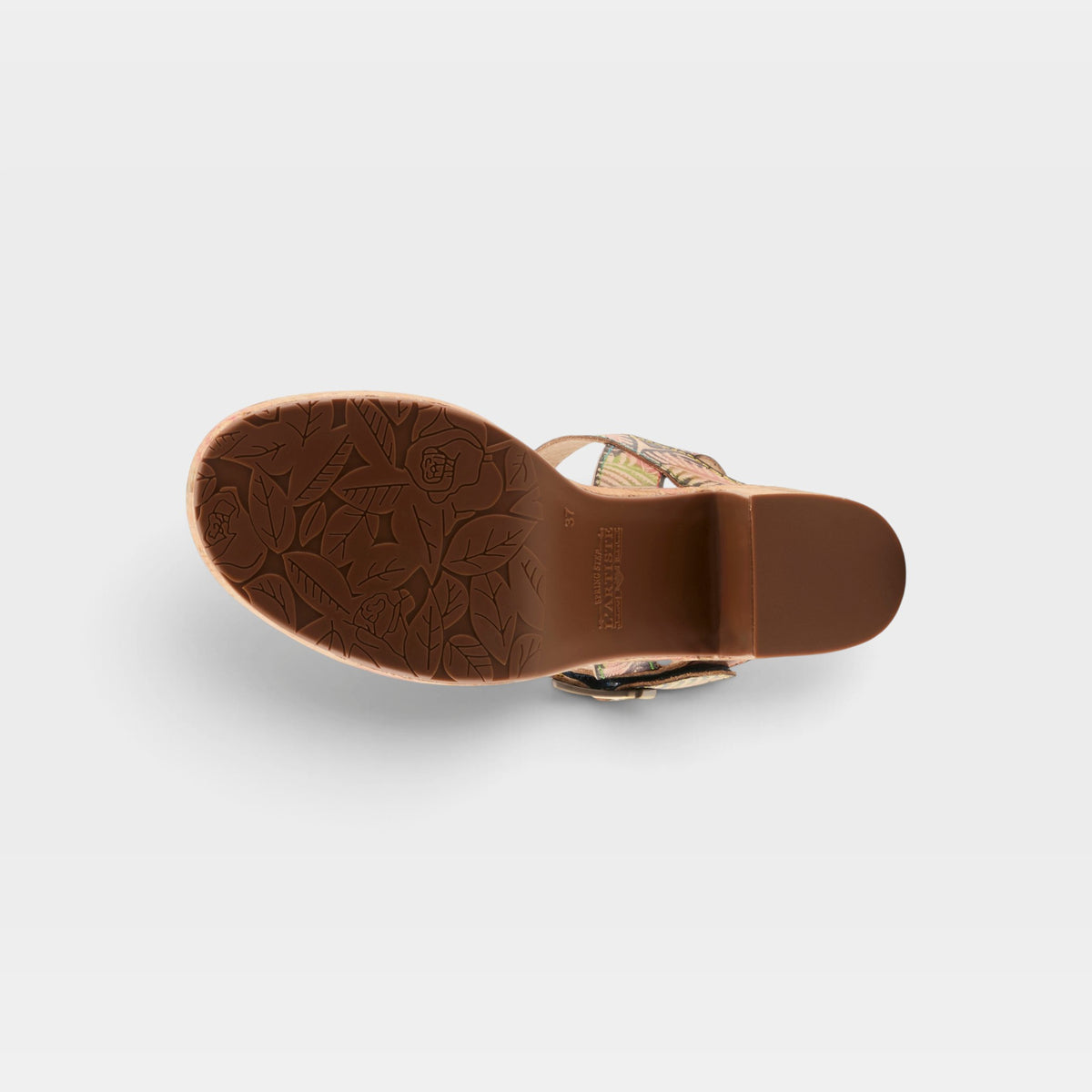 L'Artiste Jess sandals in Navy Multi, outsole view