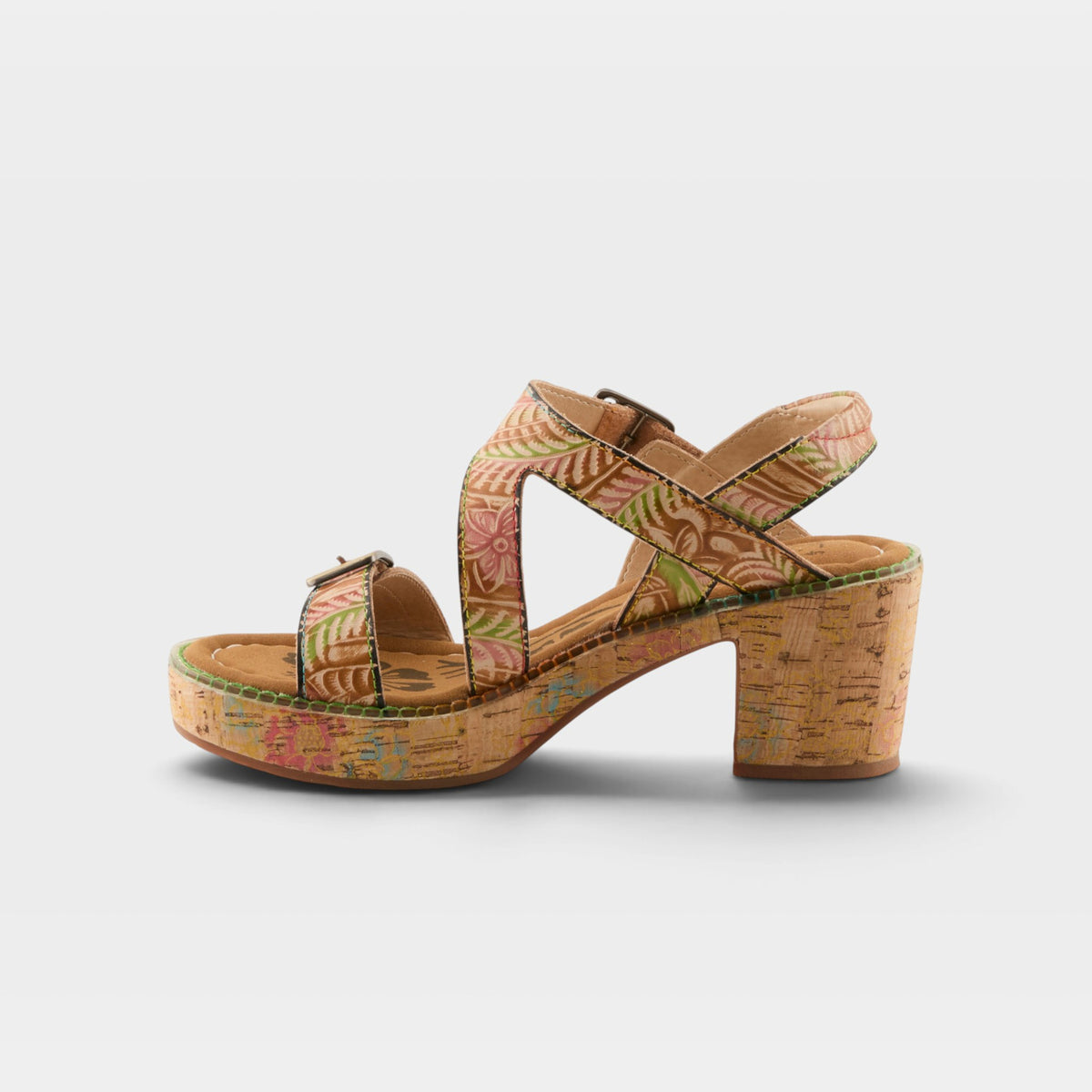 L'Artiste Jess sandals in Tan Multi, side view